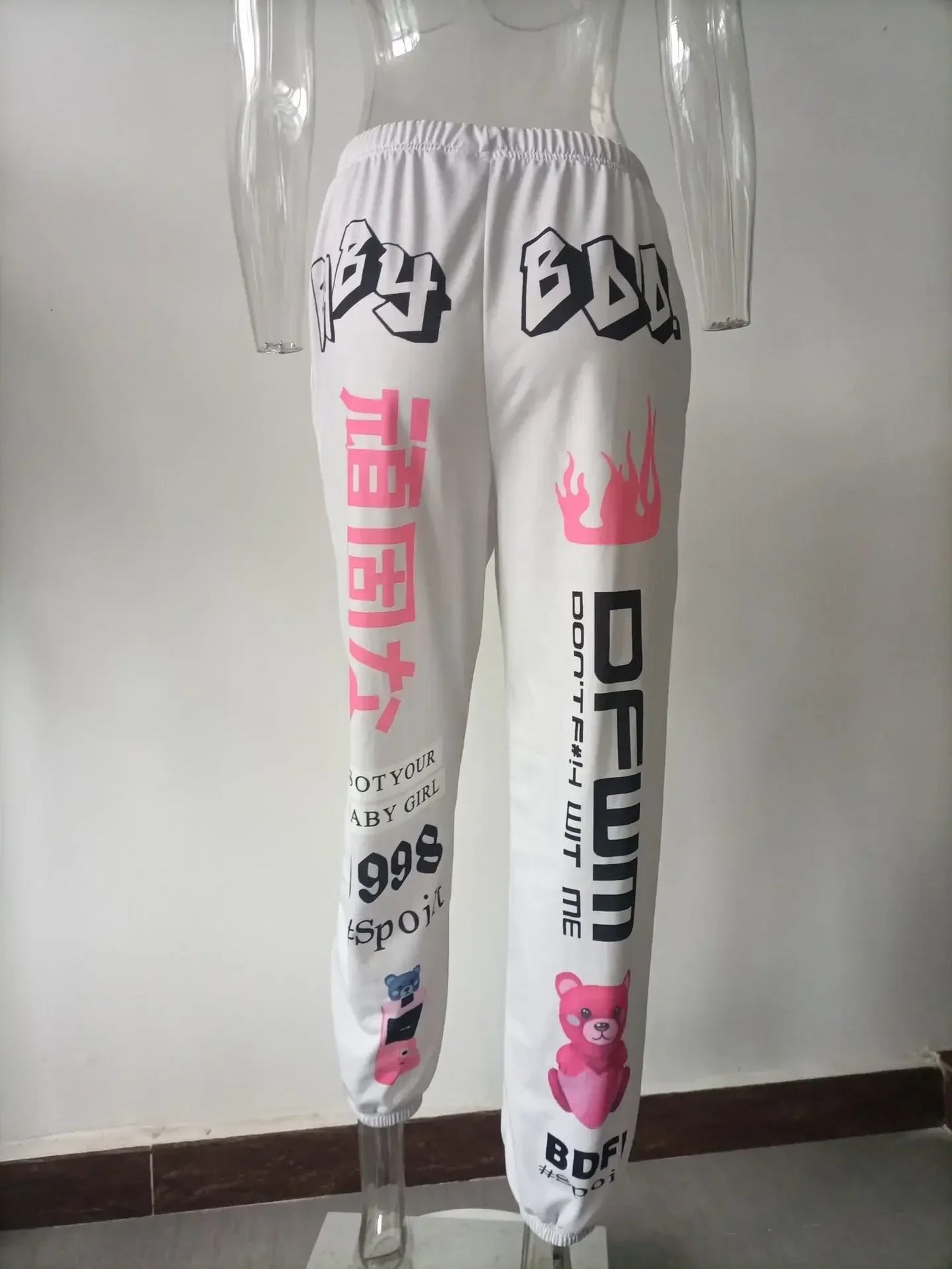 2024 New Women Fashion Elastic Waist Sports Casual Harem Pants Femme Joggers Trouser Printed Sweatpants