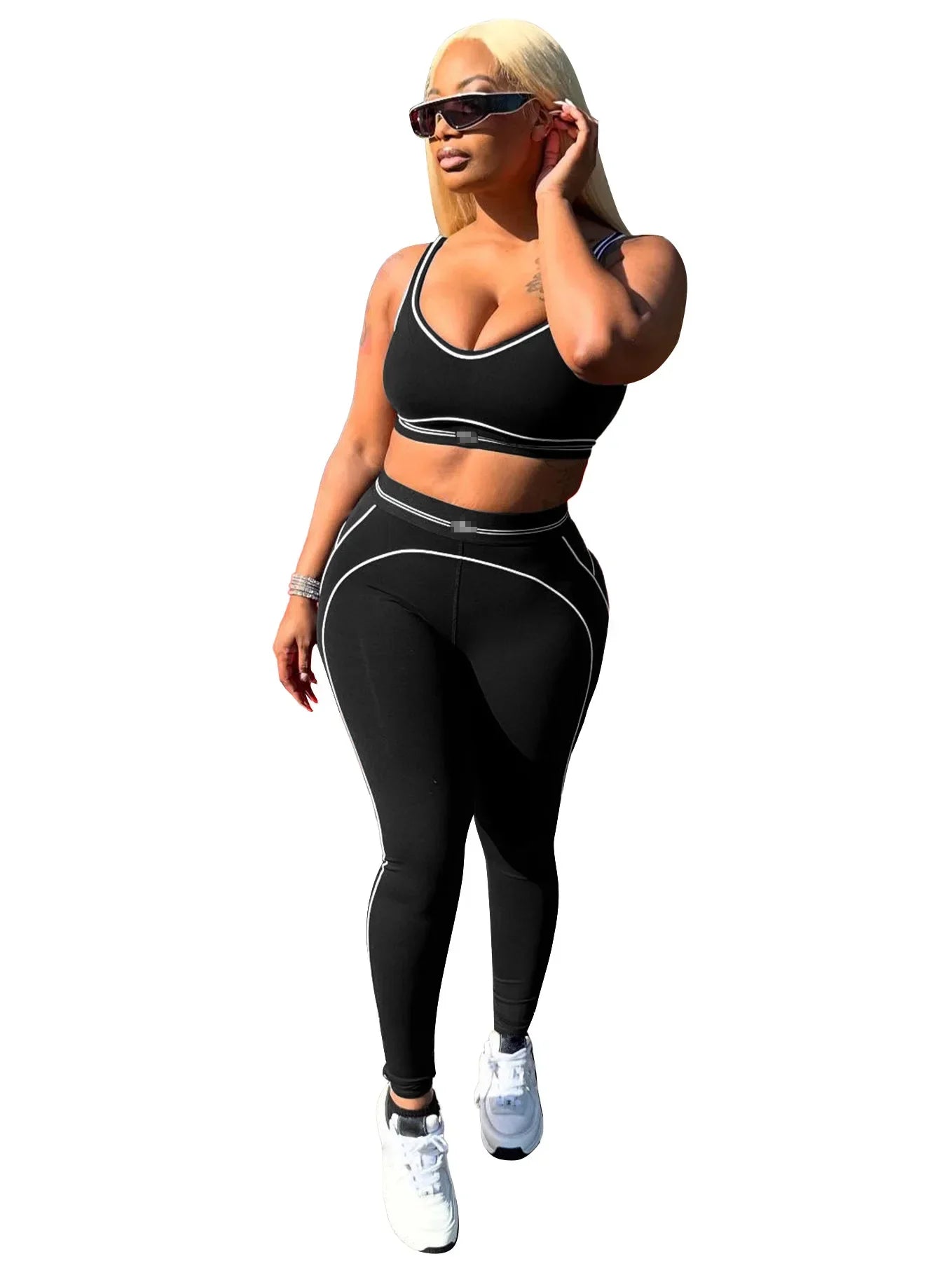 Women Activewear Summer Fitness Gym Yoga Sets Two Piece Set Bra Crop Top And High Waist Leggings Sportswear Training Workout Set