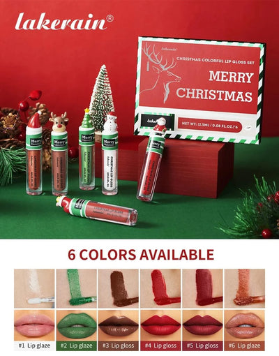 Christmas Colorful Lip Gloss Set Long-Lasting Lipsticks 24 Hours Water Resistant Lipsticks Lipstick Woman Makeups Lipgloss Tint