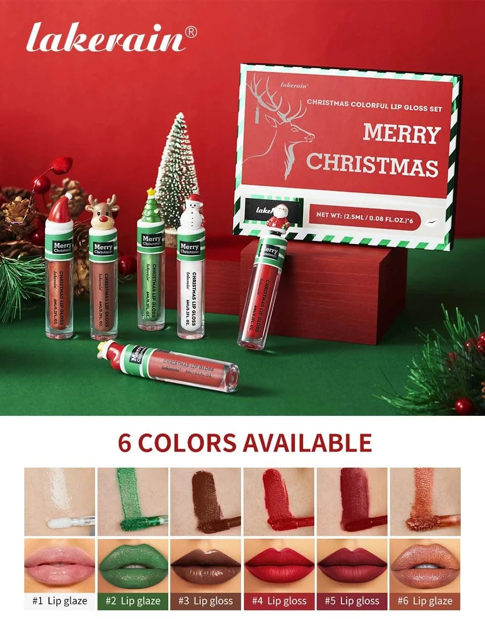 Christmas Colorful  Long-Lasting Water Resistant Lipsticks Lip Gloss Set Woman Makeups