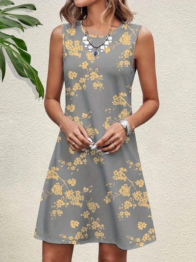 Floral Print Elegant Midi Tank Dresses For Women