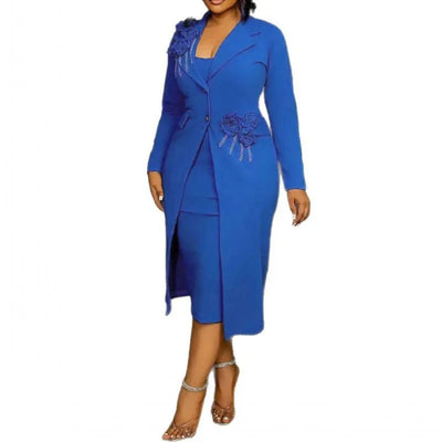 2 Piece Blazer And Sleeveless Dress Sets Plus Size Clothes Dresses For Women's Clothing 2025 Spring Autumn Big Size 3XL Oversize