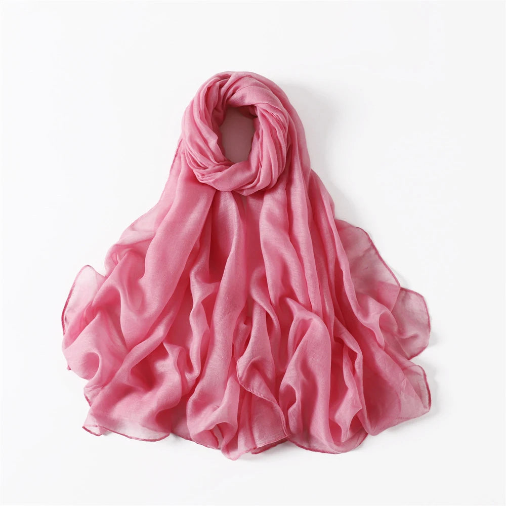 New Cotton Linen Scarf For Women Girls Students Autumn Classic Solid Color Scarves Retro Soft Foulard Viscose Female Wrap Shawls