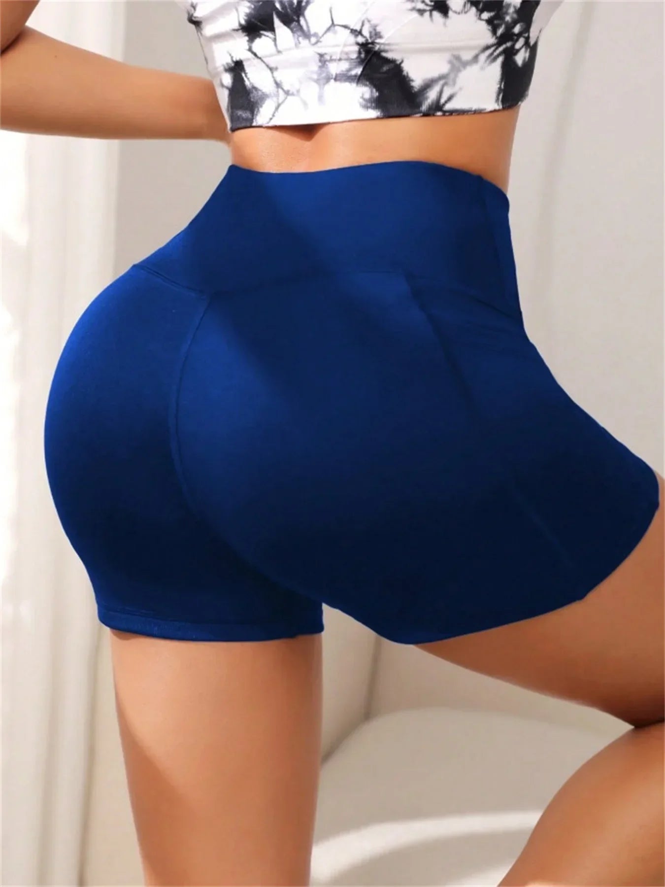 Women's High Cross Waist Biker Shorts Side Pockets Buttery Soft Comfy Criss Cross Running Yoga Athletic Short Pants