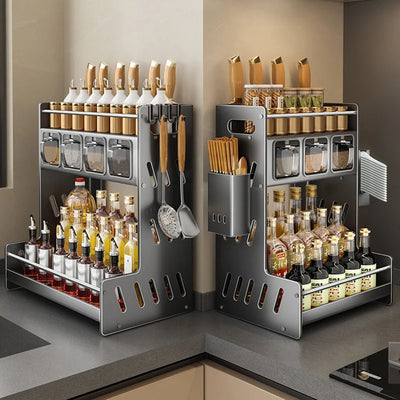 Kitchen Spice Racks Home Kitchen  Cabinet Seasoning Holder Cutlery Holder Modern Multifunction Organizers Shelves Removable