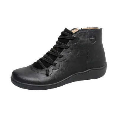Snow Boots  Women Winter Genuine leather Ankle Spring flat Shoes woman Short Vintage Boots With Fur 2022 for women lace up boots