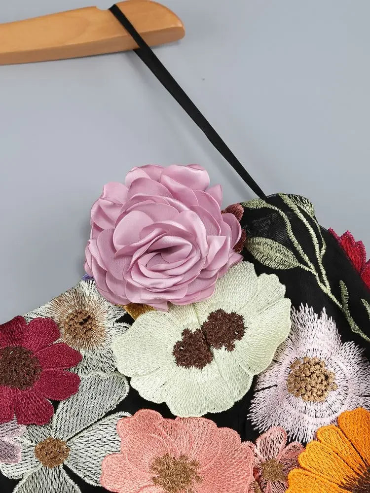 Luxury Dresses Women 2025 Summer Prom Gown New Bodycon Mini Party Dress Retro Embroidered Flower Evening Gowns Brithday Outfits