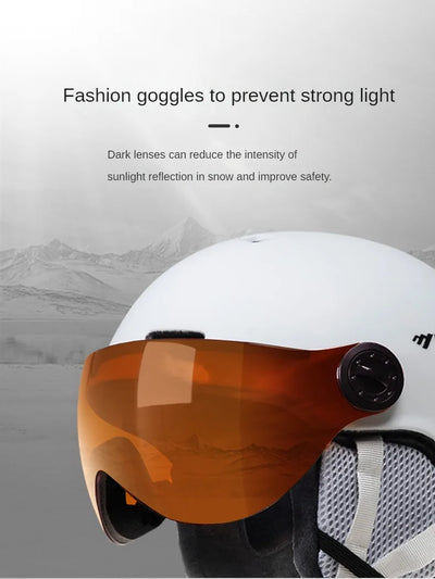 Motorcycle Helmet CE/ASTM Certified One-Piece PC+EPS Helmet with Goggles, Suitable for Skiing, Snowboarding, Outdoor Sports