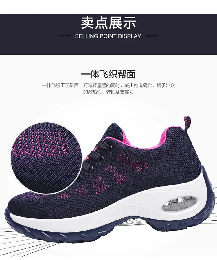 Woman Sneakers Fashion Casual Shoes Summer Air Cushion Mesh Female Shoes Comfortable Breathable Heightening Sneakers for Women