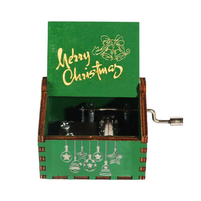 Merry Christmas Music Box Wooden Hand Cranked Music Box Vintage Happy New Year Music Box Gift Music Box Birthday Gift
