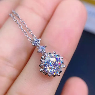 2ct Lab Diamond Solitaire Pendant Necklace 925 Sterling Silver Choker Statement Necklace Women Silver 925 Jewelry With Box Chain