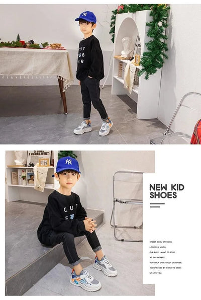 Children's Sports Shoes for Boys Girls Running Sneakers Air Mesh Fashion Classic Boys Casual Shoes Breathable White Blue Pink