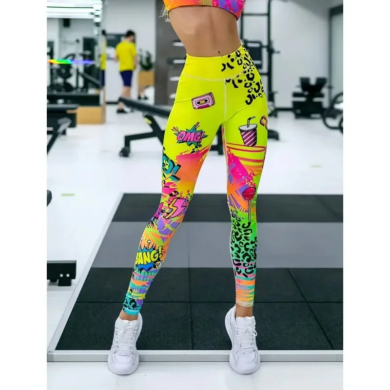 Fashion Printed High Elastic Yoga Pants Hip Lifting Outdoor Sports Fitness Running Cycling Clothing Work Out Seamless Leggings