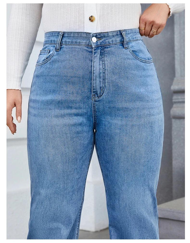 Plus Size Wide Leg Jeans for Women High Waist Baggy Women Jeans High Stretchy Straight Women Jeans Denim Pants Straight Loose