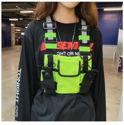 Multi-pocket Vest Bag for Men, Reflective Chest Bags, outdoor sport backpack сумка мужская bolso hombre bag for men mochilas 가방