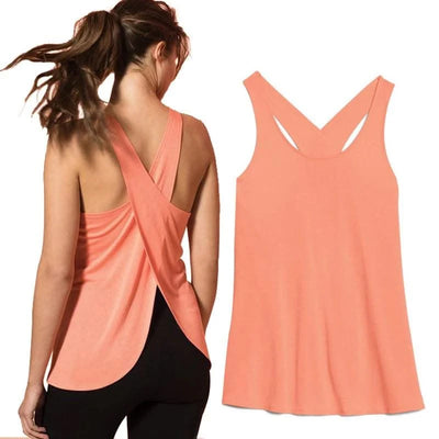 Women's Activewear: Solid Wrap Back Sports Tank Tops