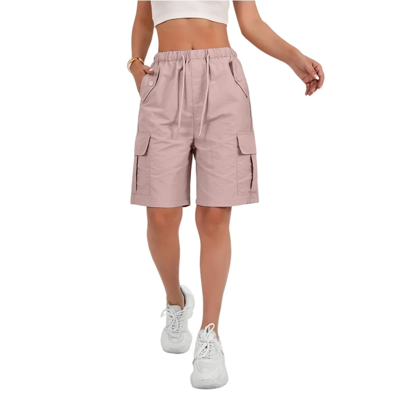 Women Summer Cargo Shorts Solid Casual Pockets Beach Short Pants Harajuku Chic Short Pants All Match Streetwear Bottoms 2025