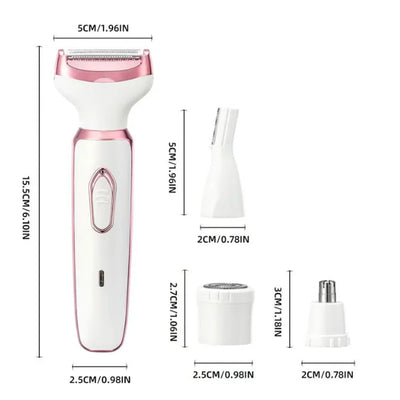 4in1 Electric Epilator Lady Shaver Body Arm Leg Hair Removal Device Painless Cordless Eyebrow Trimmer Women Razor USB Charging