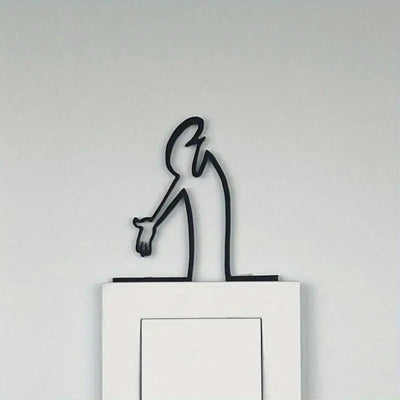 Minimalist La Linea Wall Decor - Abstract Line Art Decoration, Modern Metal Poster For Living Room