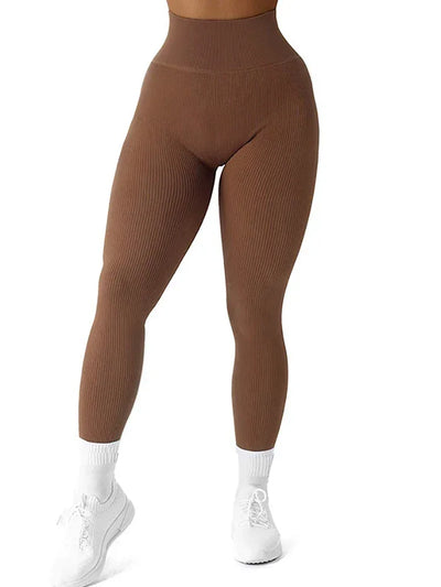 High Waisted Seamless Yoga Leggings, Ribbed Sportswear Tights, Fitness Apparel for Women, Gym and Casual Wear For Fall & Winter
