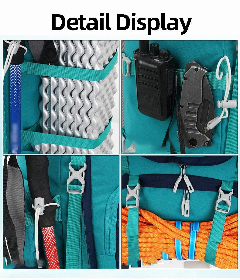 Outdoor Climbing Backpack with Rain Cover Hiking Camping Trekking Outing Bag Large Mountaineering Luggage Sports Rucksack