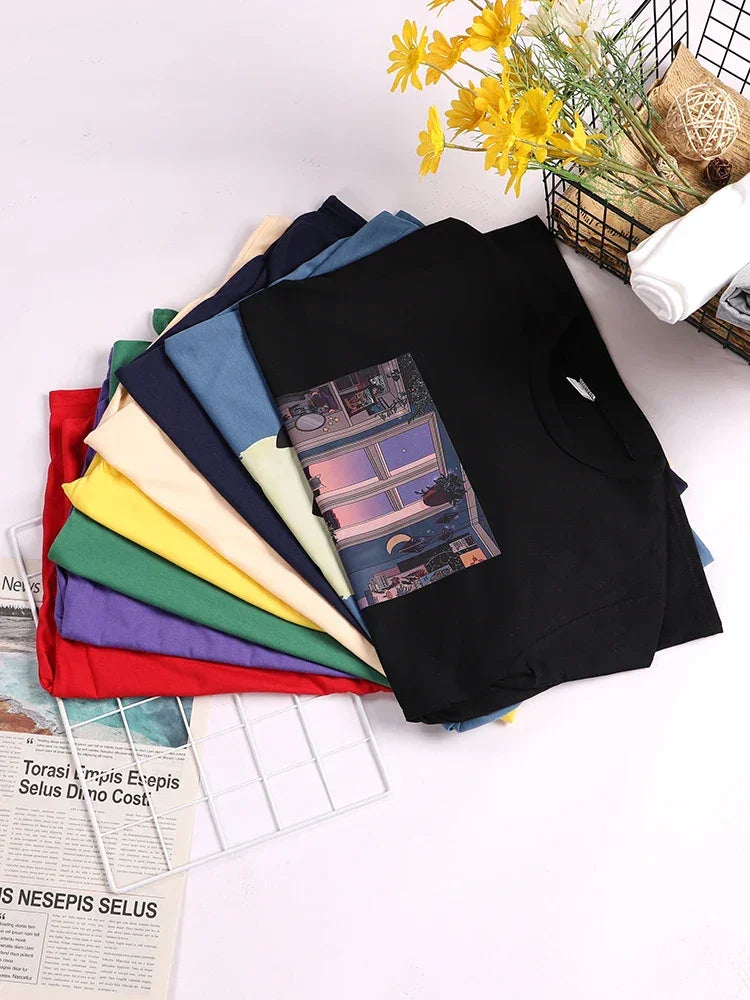Women's T-Shirt Cool Interesting Letters Printed Tees Female Summer Oversized Tshirt Woman Round Neck Casual Tshirt Tops