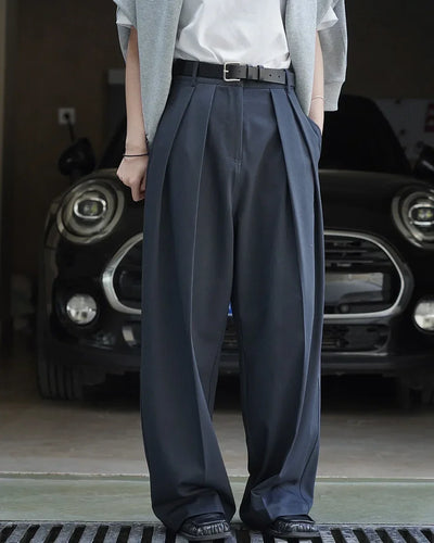 women's casual solid color straight leg wide trousers loose wear thin trousers pants