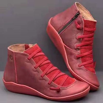 Snow Boots  Women Winter Genuine leather Ankle Spring flat Shoes woman Short Vintage Boots With Fur 2022 for women lace up boots