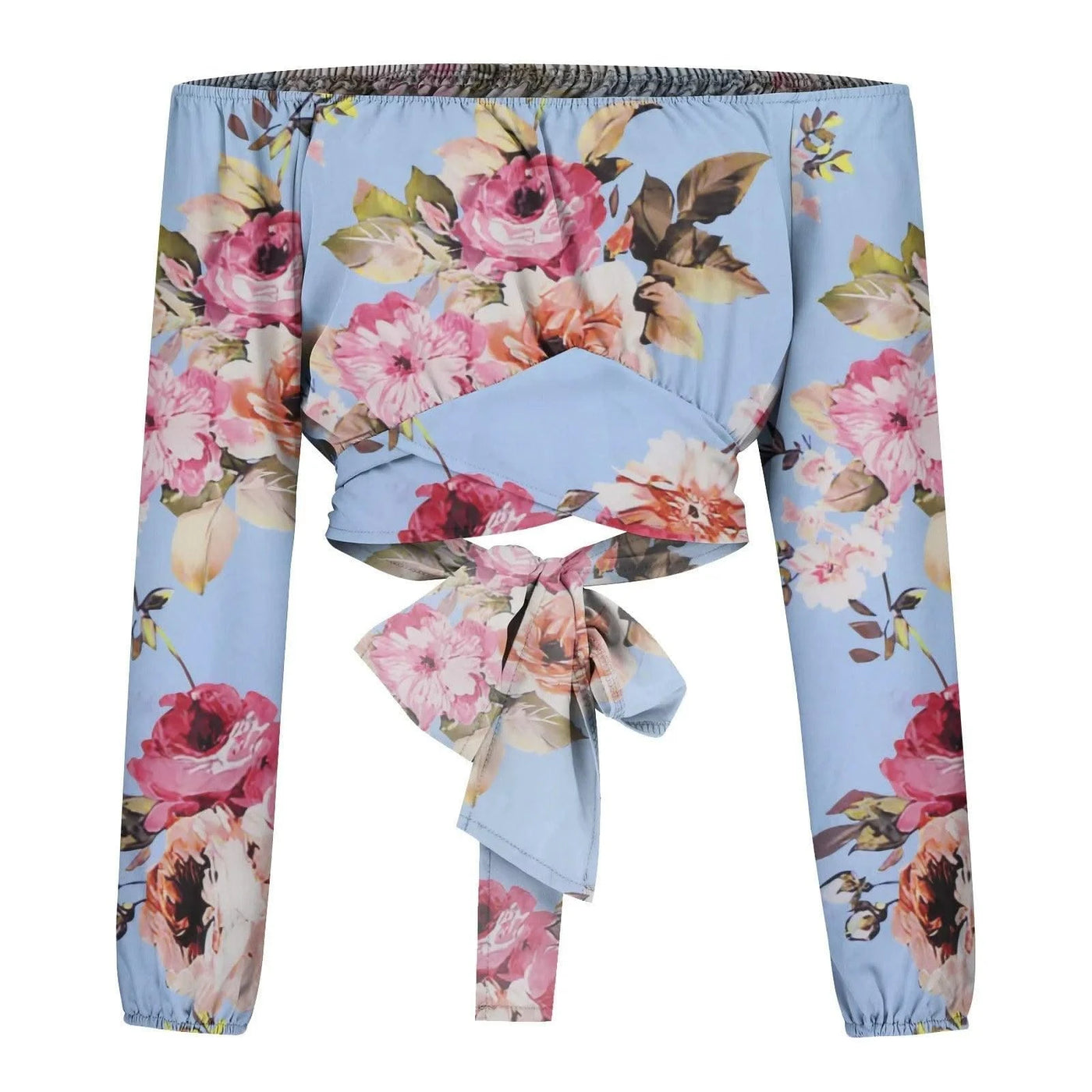 Women Sexy Off Shoulder Blouse Chic and Elegant Printing Lantern Long Sleeve
