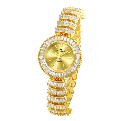 High-end Luxury Woman Watch Full Diamond Gold Silver Bracelet Women Fashion Quartz Wristwatches Ladies Rhinestone Clock
