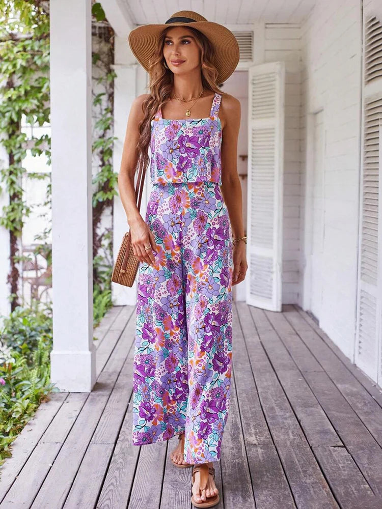 Summer Women's Print Jumpsuits,Sexy Halter Beach Long Jumpsuits,Jump Suit Woman,Jumpsuit Women Sexys,New 2025 Clothes,Rompers
