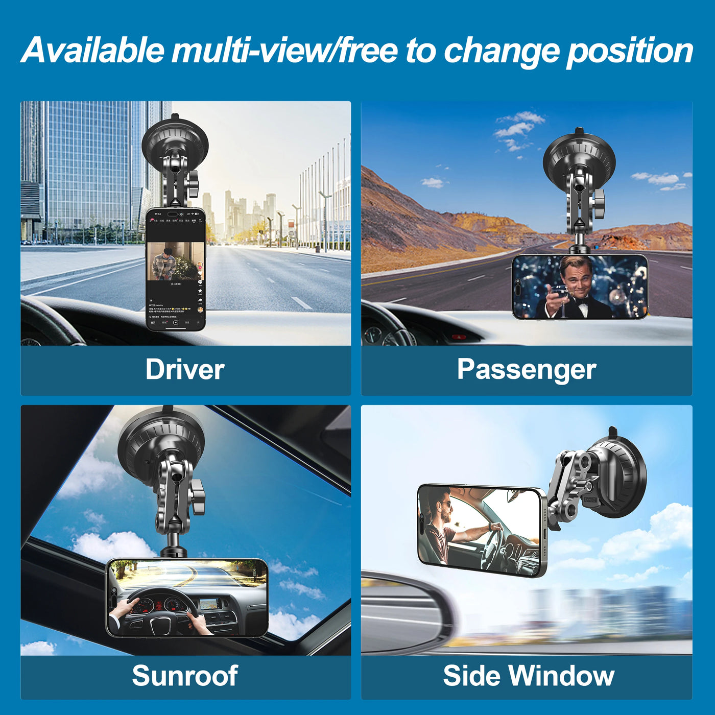 Magsafe Car Phone Mount Video Recording Universal Magic Arm Suction Magnetic Car Phone Holder Mount s Vlog ShootingColor