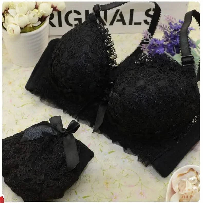 Women Wireless Sexy Bra Set Low Waist Panties Nonwire Bralette Lingerie Set Soft Brassiere Female Fashion Underwear Big Size Set