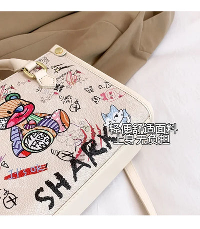 2025 Designer-Inspired Doodle Handbag - Women's Elegant Shoulder Tote, Spacious Summer Crossbody Purse with Top Handle
