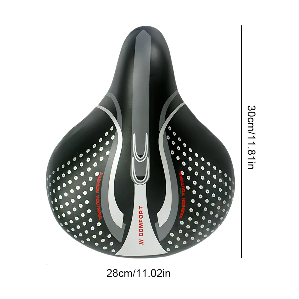 Extra Wide Bicycle Bike Seat Saddles Cushion Shock Absorbing Road Soft Cycling Cushion Pad PU Leather Road Bike Painless Seat