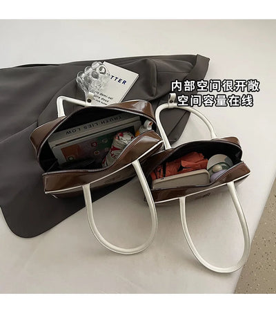 Designer Bowling Tote Women's Oversized Shoulder Bag, High-Capacity Office Handbag, Fashionable Minimalist Crossbody Purse