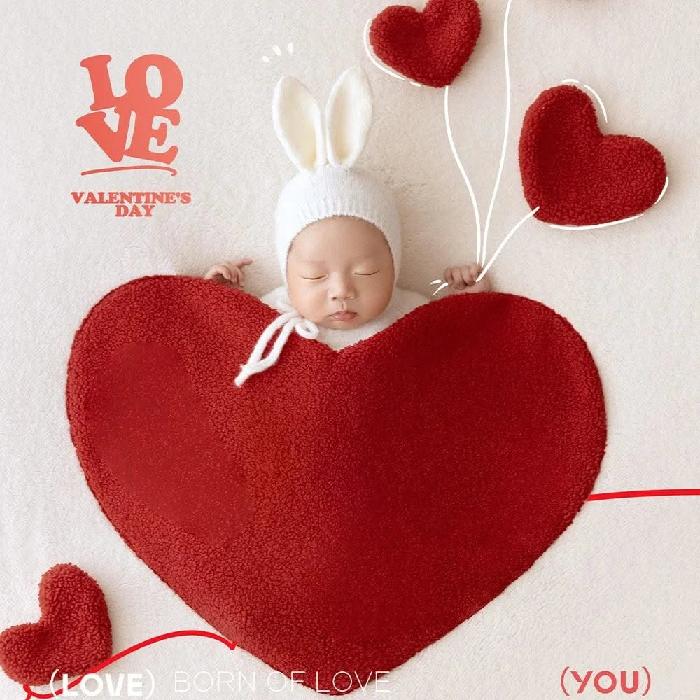 New-Baby Rabbit Costume With Cute Bunny Ear Hat & Love Shape Pocket Background Props | New-born Photography Theme Set