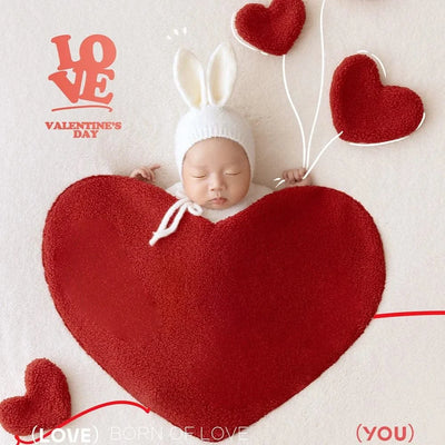 New-Baby Rabbit Costume With Cute Bunny Ear Hat & Love Shape Pocket Background Props | New-born Photography Theme Set