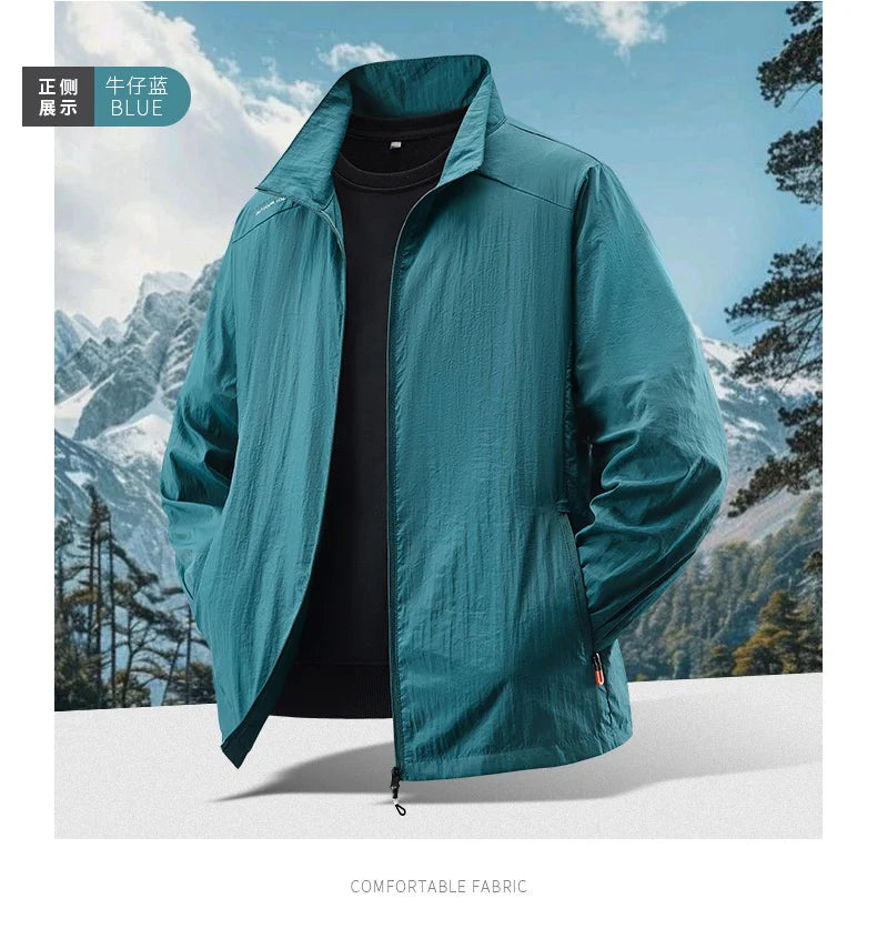 Summer Sunscreen Jacket Men's Casual Quick Dry Breathable UV Coat Outdoor Cycling Camping Fishing Lightweight Skin Windbreaker