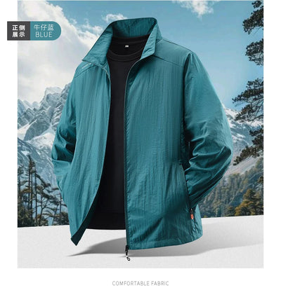 Summer Sunscreen Jacket Men's Casual Quick Dry Breathable UV Coat Outdoor Cycling Camping Fishing Lightweight Skin Windbreaker