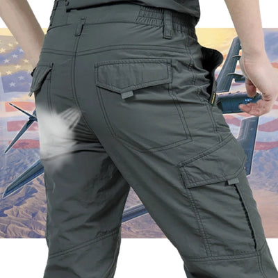 2025 Summer Men's Casual Cargo Trousers Outdoor Sports Pants Multi Pockets Tactical Pant Waterproof Camping Fishing Men Clothing