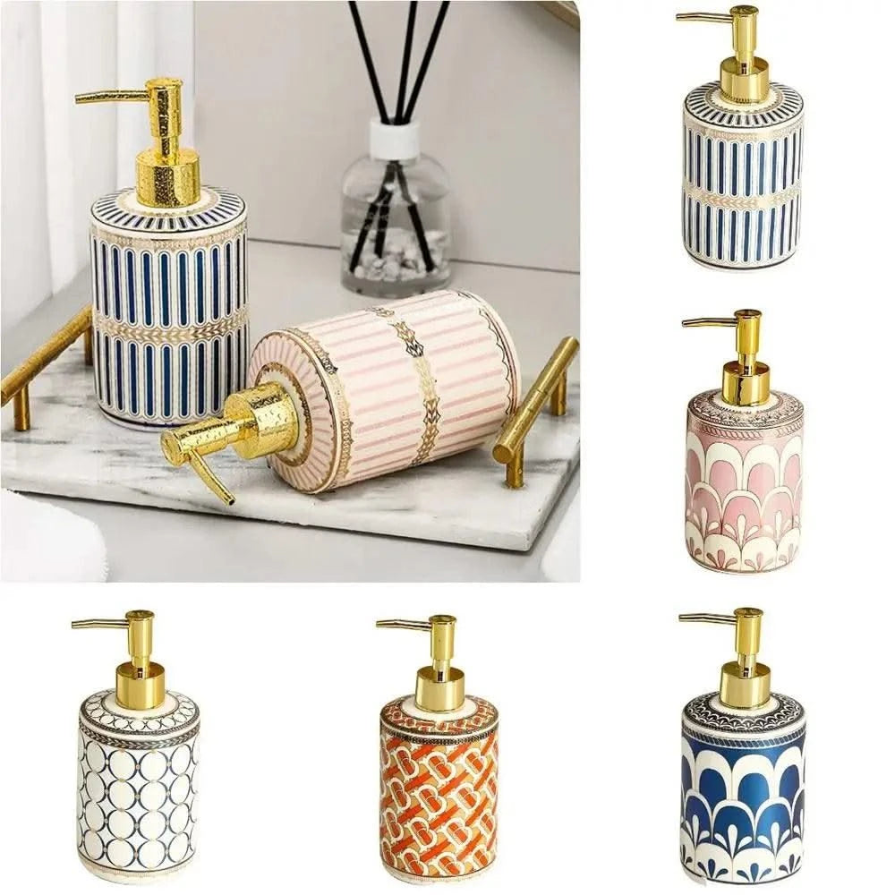 Luxury Ceramic Soap Dispenser Colorful Painted Lightweight Soap Pump Bottle Refillable Empty Liquid Lotion Dispenser Home
