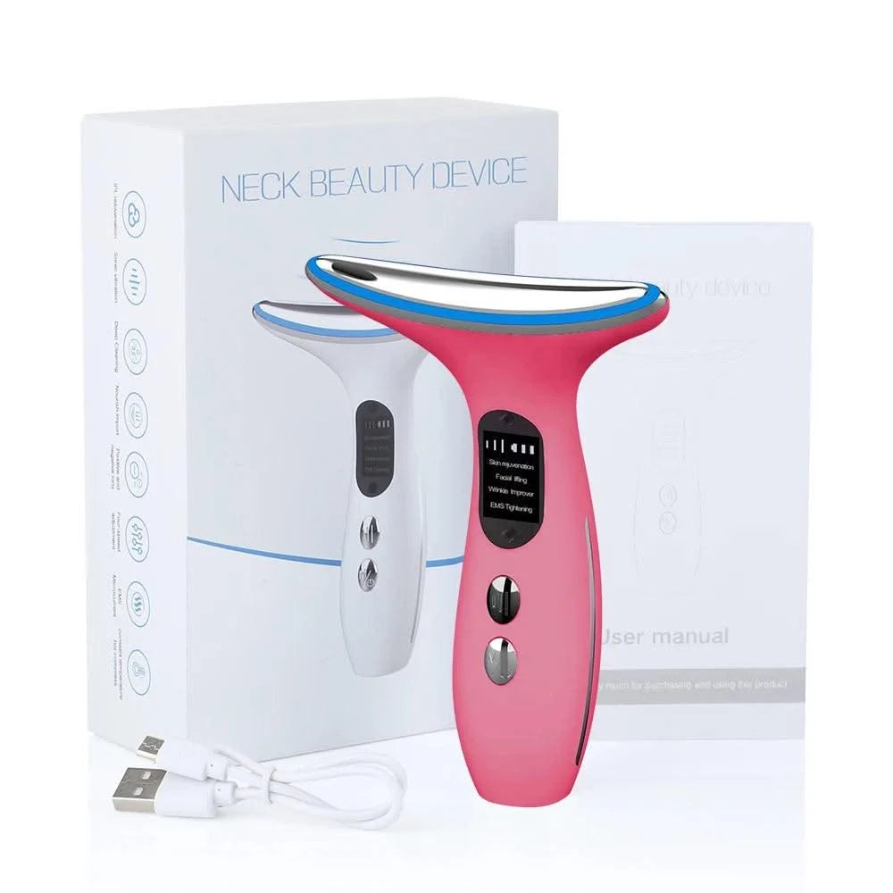 3 Modes Neck Beauty Device EMS Face Lifting Machine Double Chin Remover LED Anti Wrinkle Skin Tightening Facial Massager