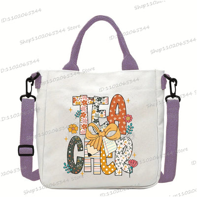New Designer School Handbag Funny Back To School Print Crossbody Bag for Girls Boys Fashion Teacher Gifts Canvas Shoulder Bags