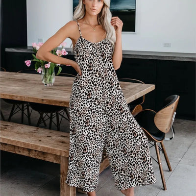 Women's Jumpsuit Suspenders Sexy Wide Leg Casual Printed Trousers Versatile Women's Trousers Jampsuit Jumpsuit Women