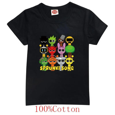 Camisas Sprunki Incredibox Figuras Kids Game Sprunky Tshirt Boys Short Sleeve Tops Girls Cartoon Clothes Children Summer Clothes