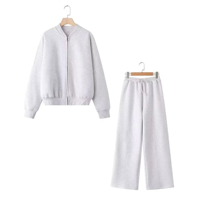 Tracksuits Set Woman 2024 Winter Cotton Solid Women's Suits Wide Baggy Pants Sportswear Women Sweater 2 Piece Set Women Outfits