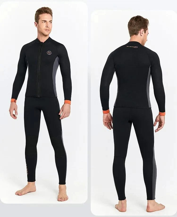 Wetsuit 3MM Neoprene Men Long Sleeve Split Wetsuit Warm Jacket Pants Plus Size Women Swimsuit Scuba Diving Snorkeling Surf Suit