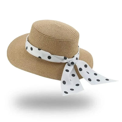 Bucket Hat Beach Summer Straw Hats for Women Flat Top Ribbon Bowknot Elegant Luxury Straw Women Summer Hats Sombreros De Mujer