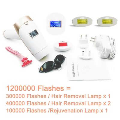 Updated Laser Hair Removal 2in1 Replaceable Lamp Rejuvenation Permanent Painless Hair Removal Bikini Trimmer IPL Epilator Device